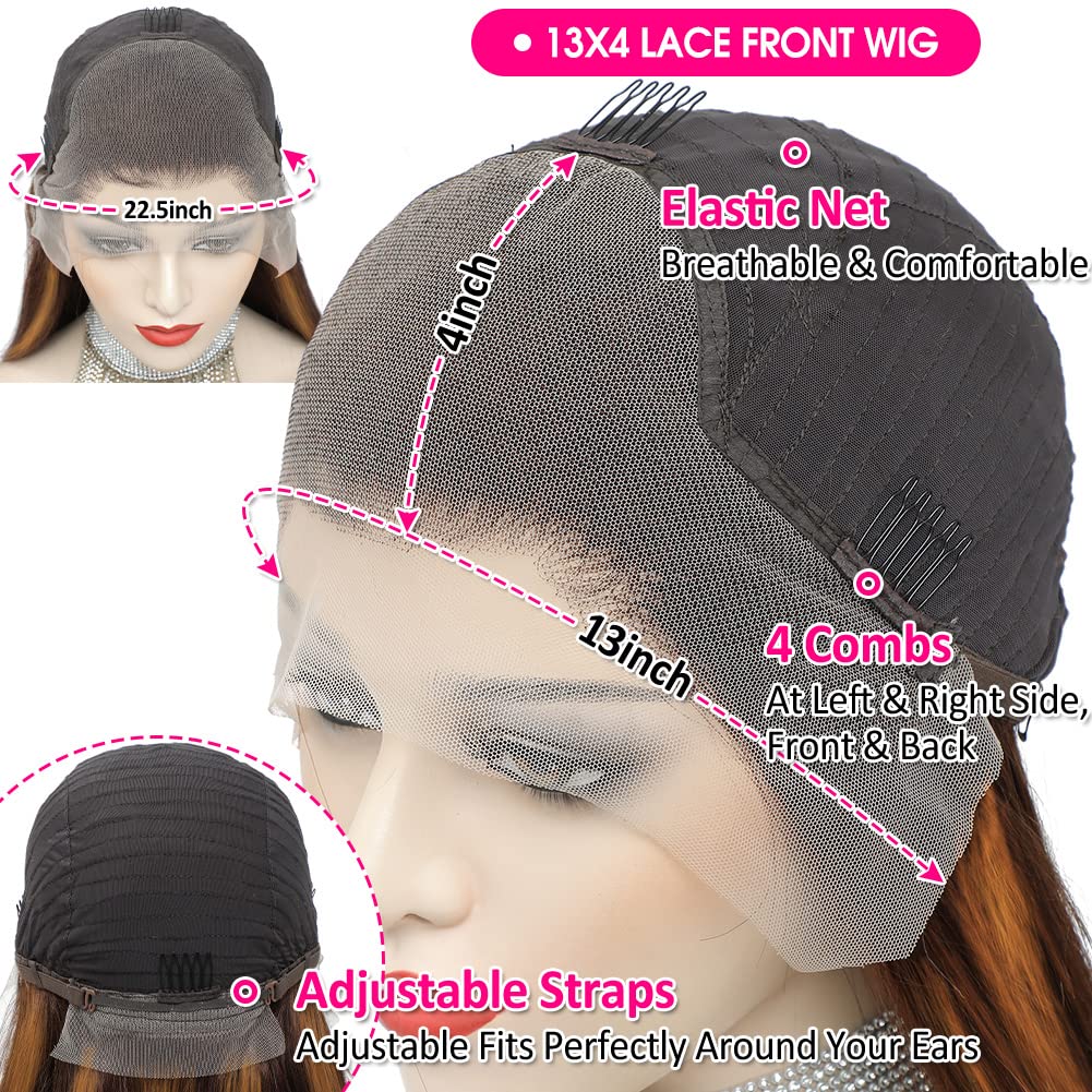 Hot Selling Highlight Brown Color Human Hair 13x4 Lace Front Wig | hairlightchic